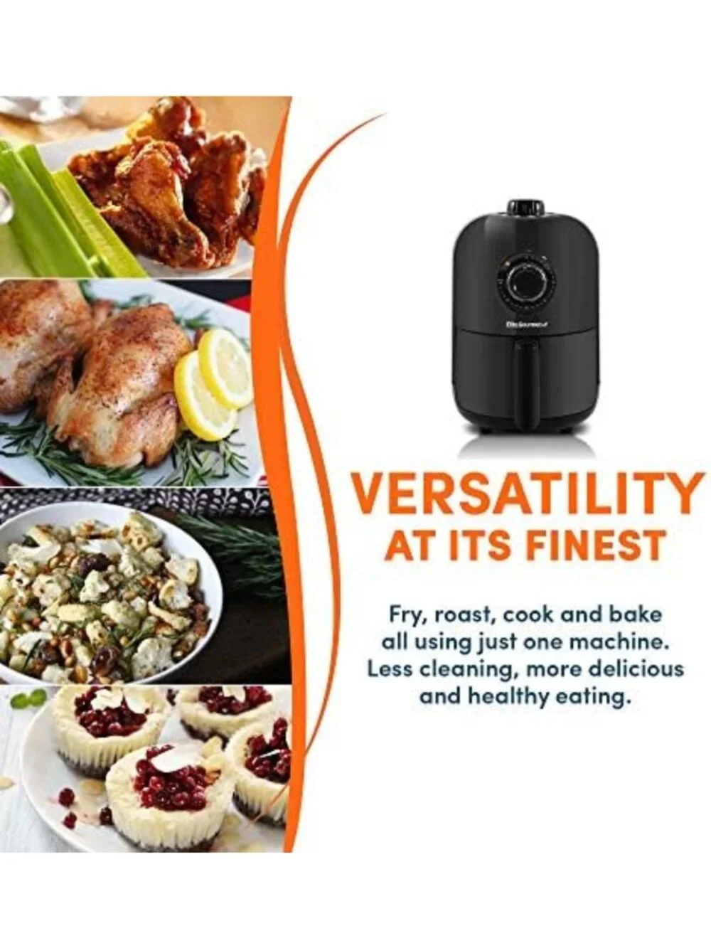 Compact Oil-Less Personal Air Fryer, 1000W, 1.1Qt, Healthy Cooking Appliance